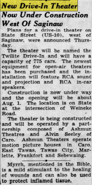 Twilite Drive-In Theatre - June 1948 Article On Construction